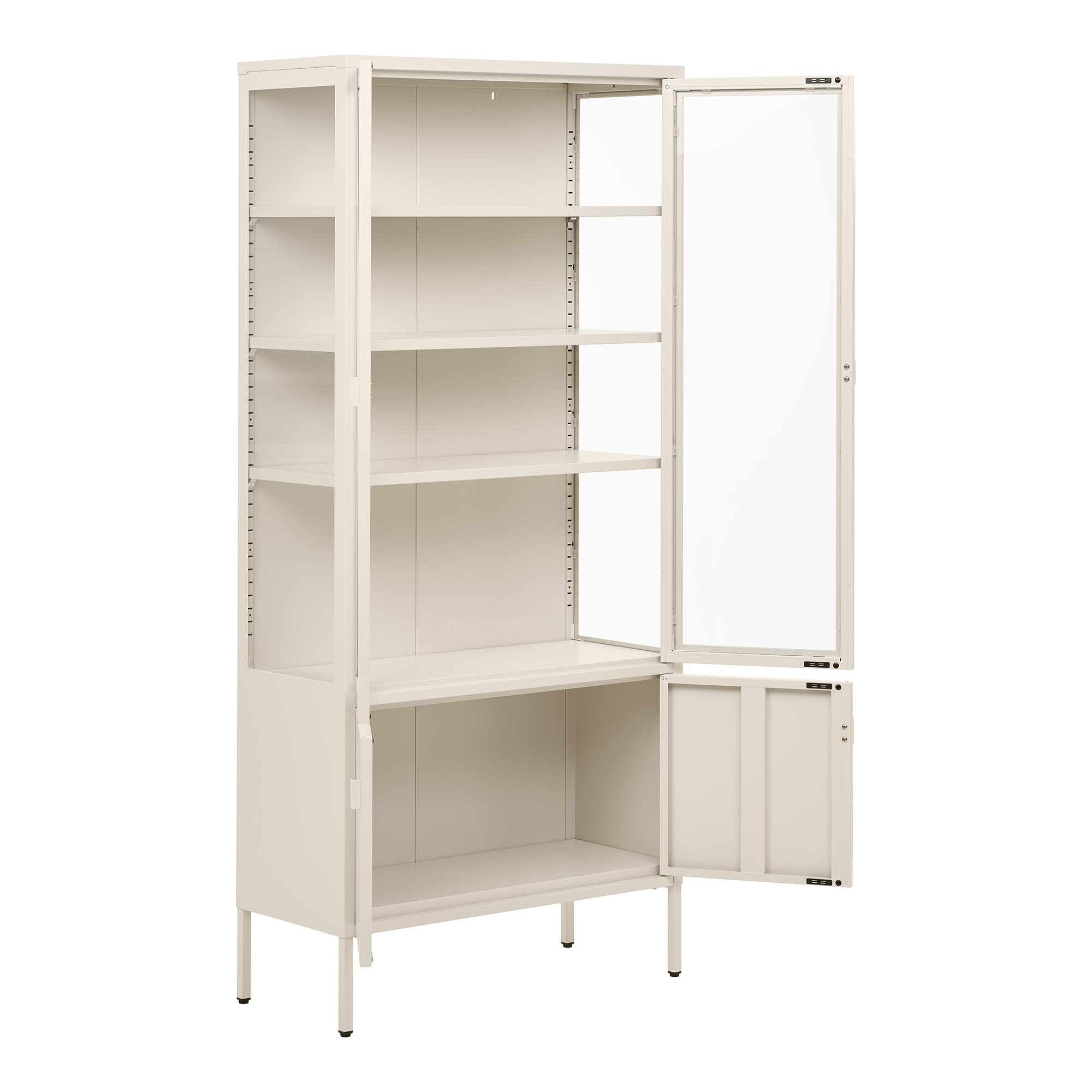 Brisbane Vitrineskab, 4 låger, stål, off white, 80x35x180 cm - Billede 4