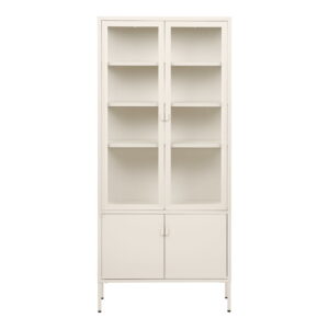 Brisbane Vitrineskab, 4 låger, stål, off white, 80x35x180 cm