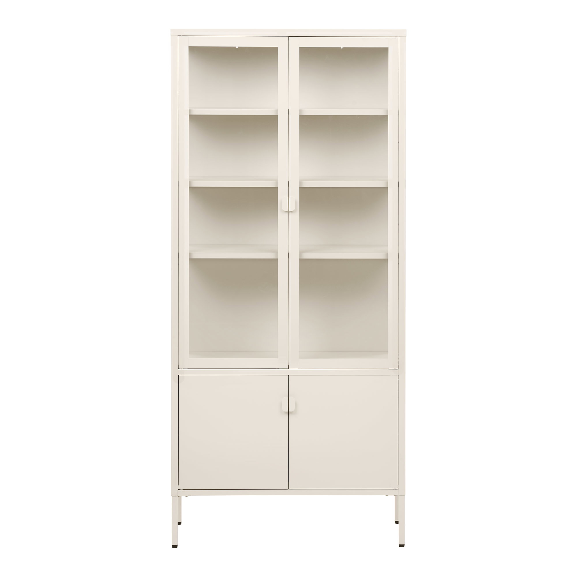 Brisbane Vitrineskab, 4 låger, stål, off white, 80x35x180 cm