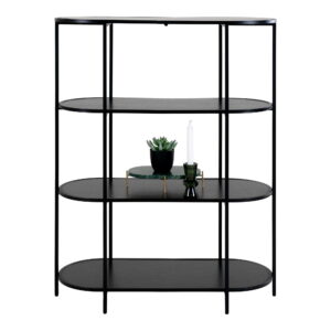 Vita Reol oval, 4 hylder, sort, sort stel, 85x36x111 cm