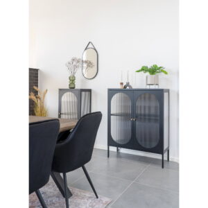 Adelaide Vitrineskab, 2 riflede glasdøre, stål, sort, 90x35x110 cm - Billede 8