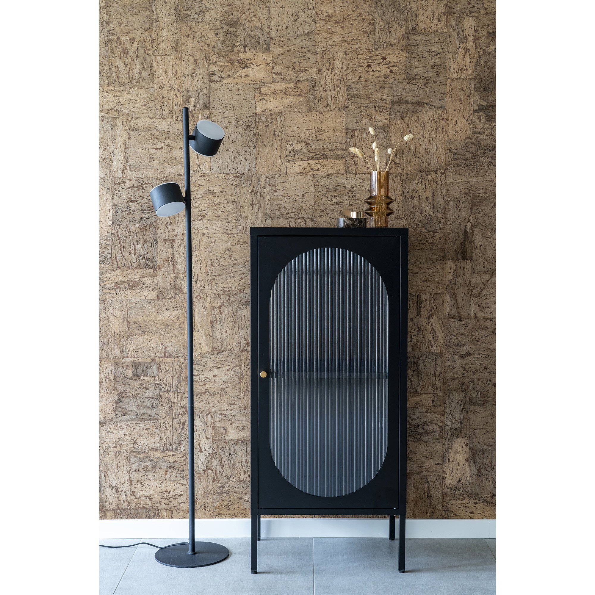 Adelaide Vitrineskab, 1 riflet glasdør, stål, sort, 50x35x110 cm - Billede 5
