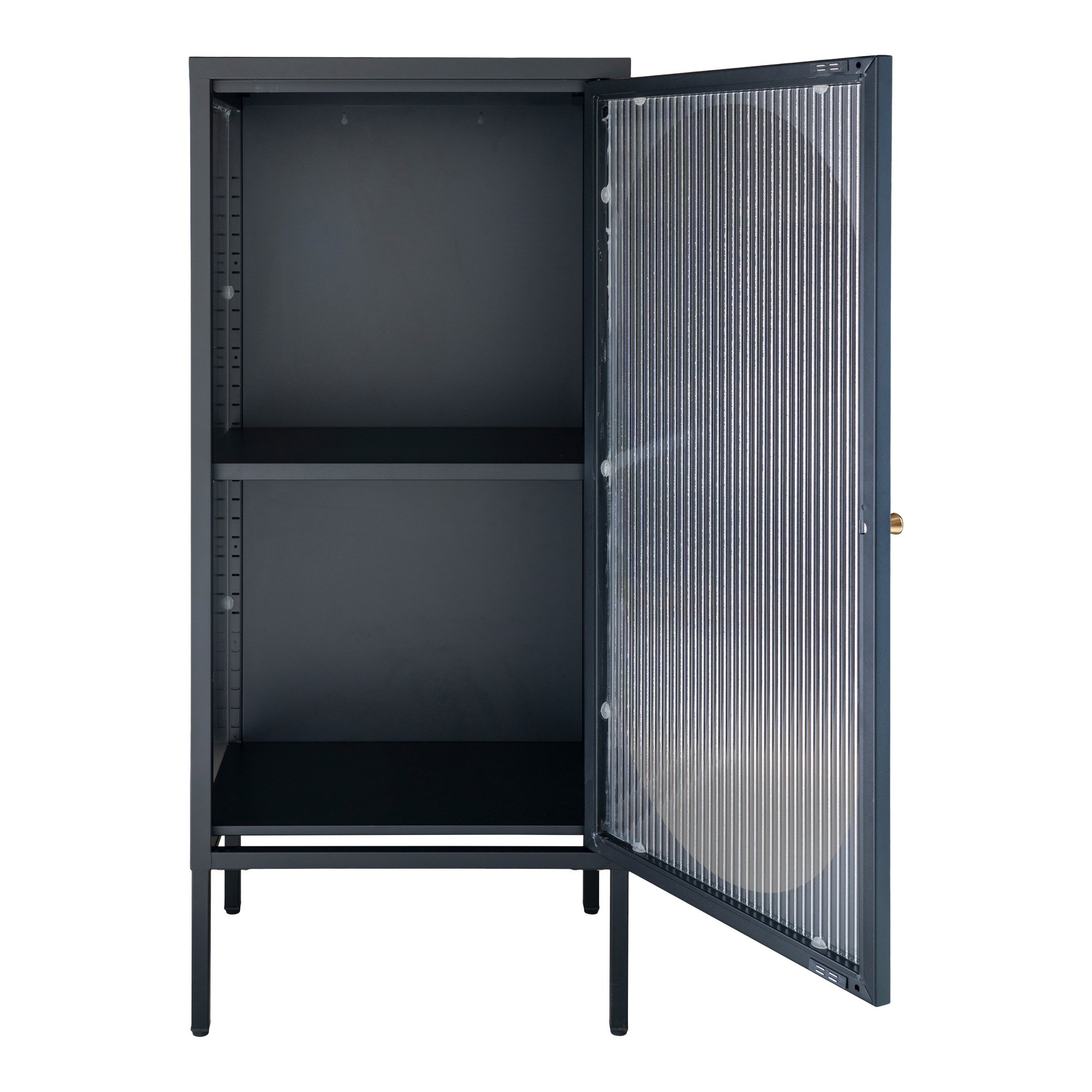 Adelaide Vitrineskab, 1 riflet glasdør, stål, sort, 50x35x110 cm - Billede 3