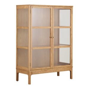 Alternative view of Zamora Vitrineskab, 2 glaslåger, 2 hylder, eg/egefiner/hærdet glas, natur, 40x90x126 cm