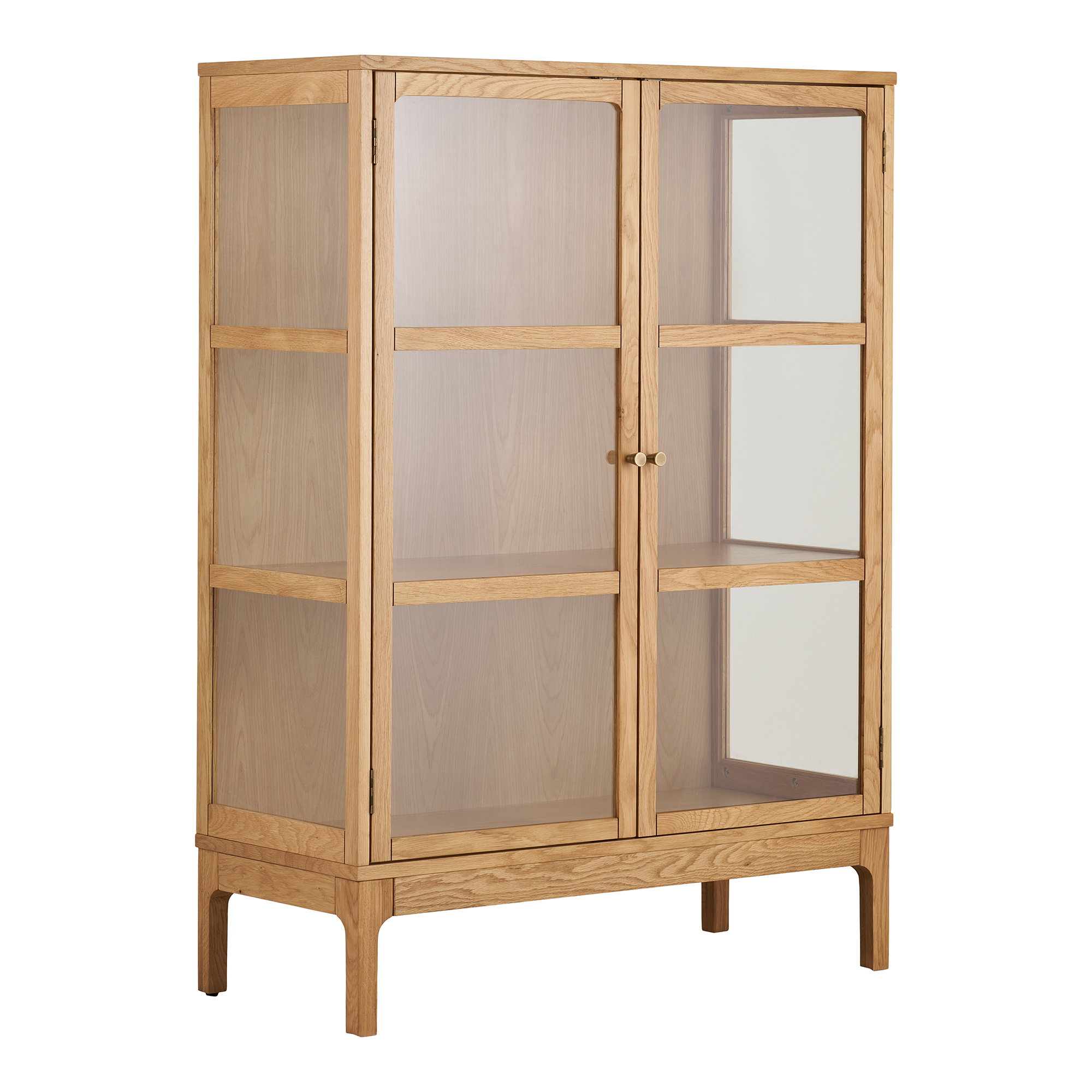 Zamora Vitrineskab, 2 glaslåger, 2 hylder, eg/egefiner/hærdet glas, natur, 40x90x126 cm - Billede 2