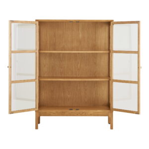 Zamora Vitrineskab, 2 glaslåger, 2 hylder, eg/egefiner/hærdet glas, natur, 40x90x126 cm - Billede 3