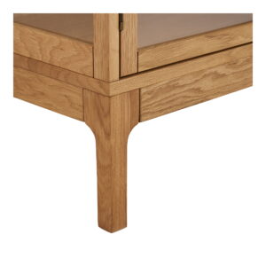 Zamora Vitrineskab, 2 glaslåger, 2 hylder, eg/egefiner/hærdet glas, natur, 40x90x126 cm - Billede 6