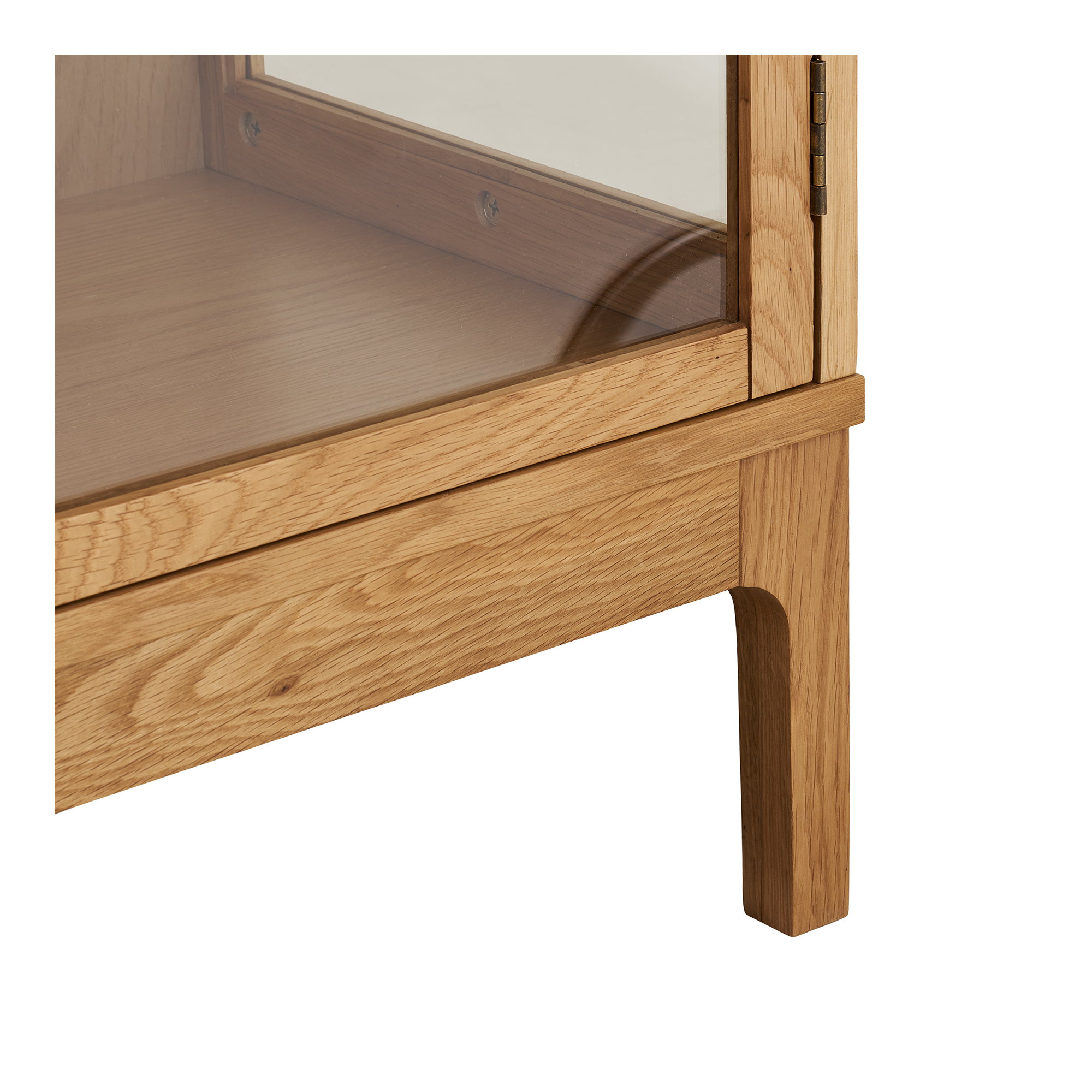 Zamora Vitrineskab, 2 glaslåger, 2 hylder, eg/egefiner/hærdet glas, natur, 40x90x126 cm - Billede 7