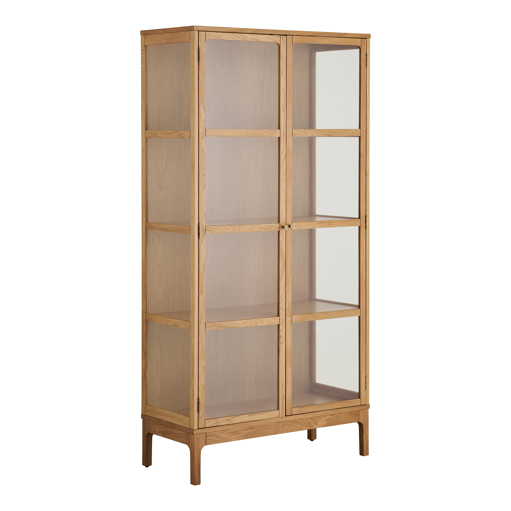 Zamora Vitrineskab, 2 glaslåger, 3 hylder, eg/egefiner/hærdet glas, natur, 40x90x180 cm - Billede 2