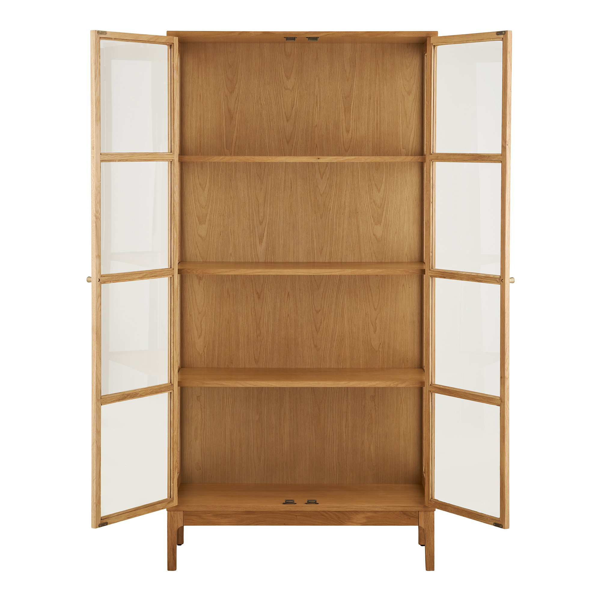 Zamora Vitrineskab, 2 glaslåger, 3 hylder, eg/egefiner/hærdet glas, natur, 40x90x180 cm - Billede 3