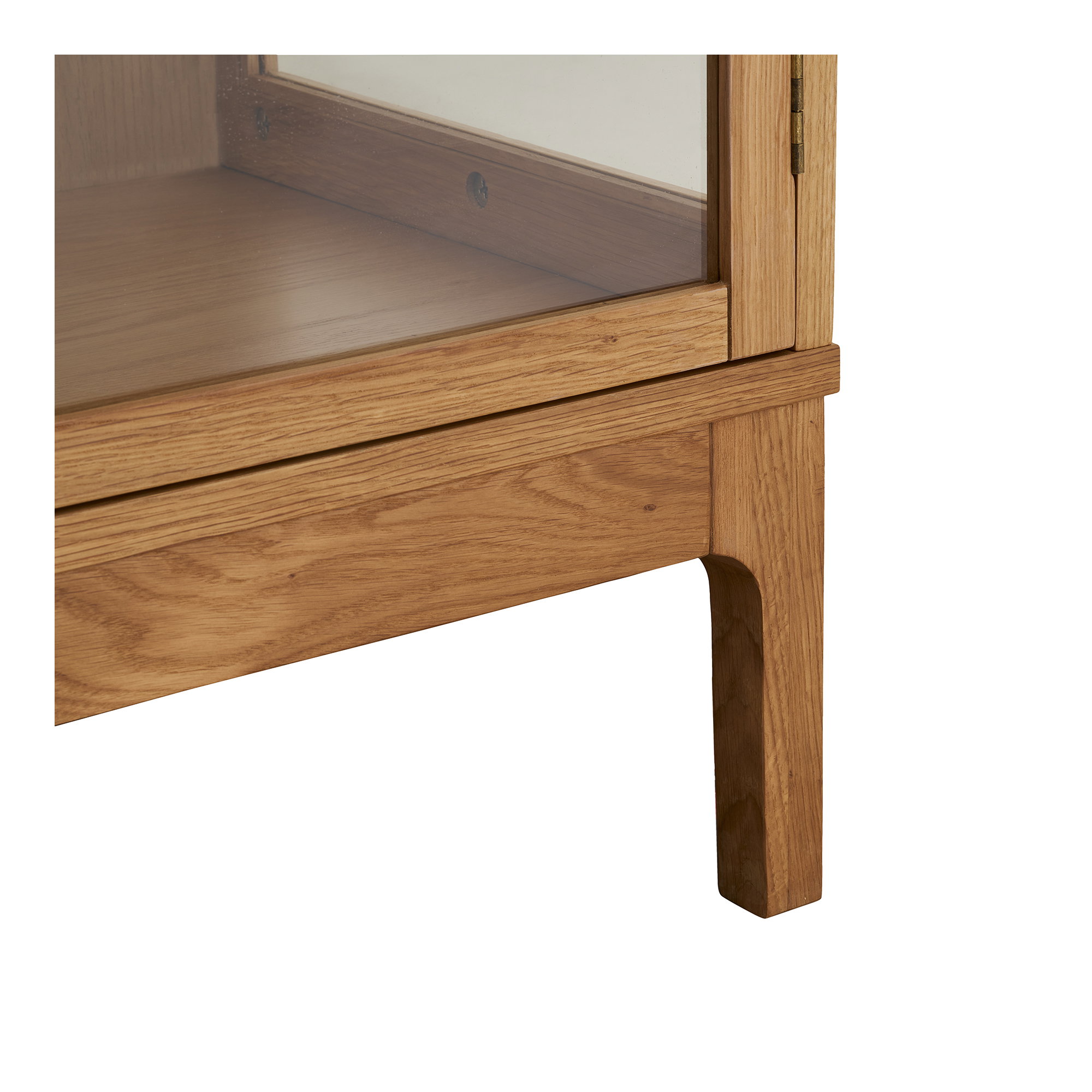 Zamora Vitrineskab, 2 glaslåger, 3 hylder, eg/egefiner/hærdet glas, natur, 40x90x180 cm - Billede 6