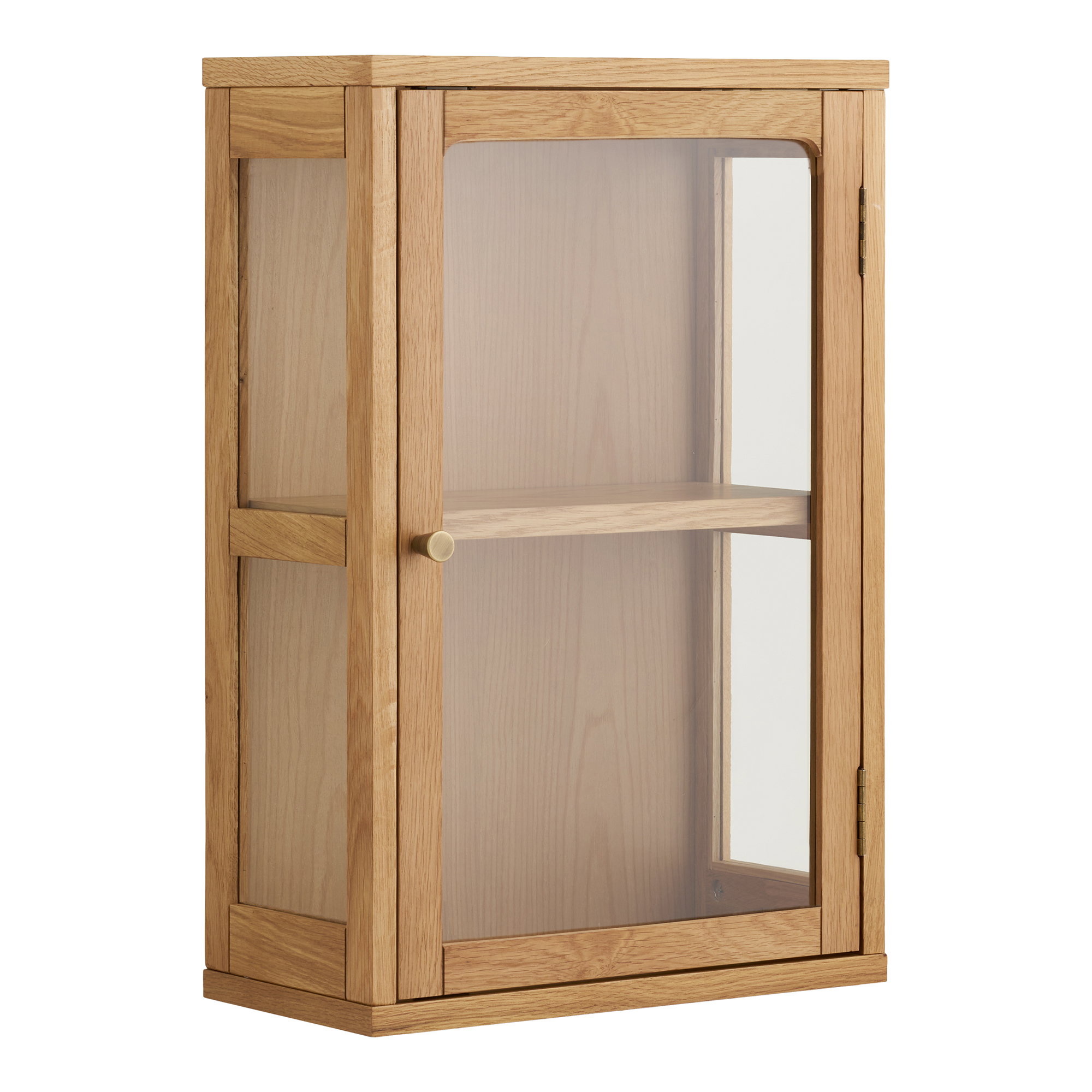 Zamora Væghængt vitrine, eg/egefiner/hærdet glas, natur, 20x40x60 cm - Billede 2