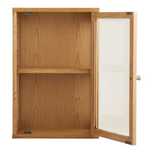 Zamora Væghængt vitrine, eg/egefiner/hærdet glas, natur, 20x40x60 cm - Billede 3