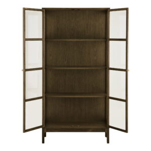 Zamora Vitrineskab, 2 glaslåger, 3 hylder, eg/egefiner/hærdet glas, mørkebrun, 40x90x180 cm - Billede 3