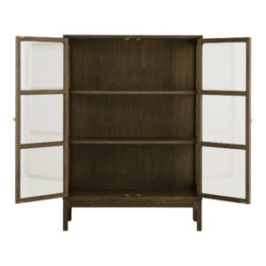 Zamora Vitrineskab, 2 glaslåger, 2 hylder, eg/egefiner/hærdet glas, mørkebrun, 40x90x126 cm - Billede 3