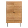 Kyoto Vitrineskab, 2 låger, egefiner, natur, sorte metalben, 80x40x130 cm