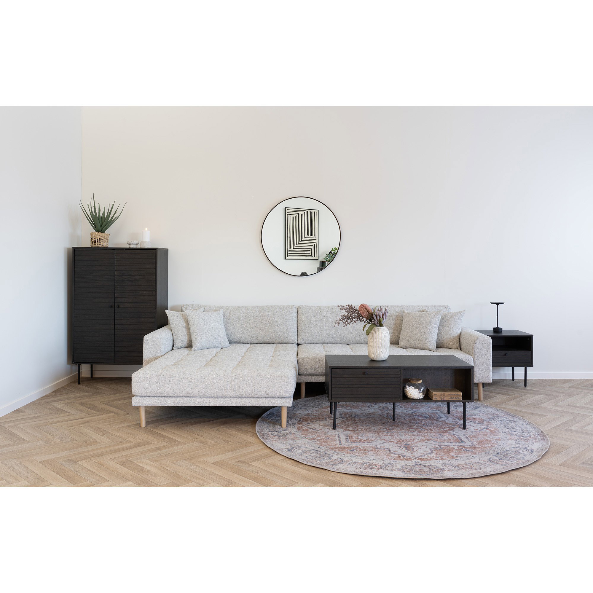 Kyoto Vitrineskab, 2 låger, egefiner, smoked, sorte metalben, 80x40x130 cm - Billede 8