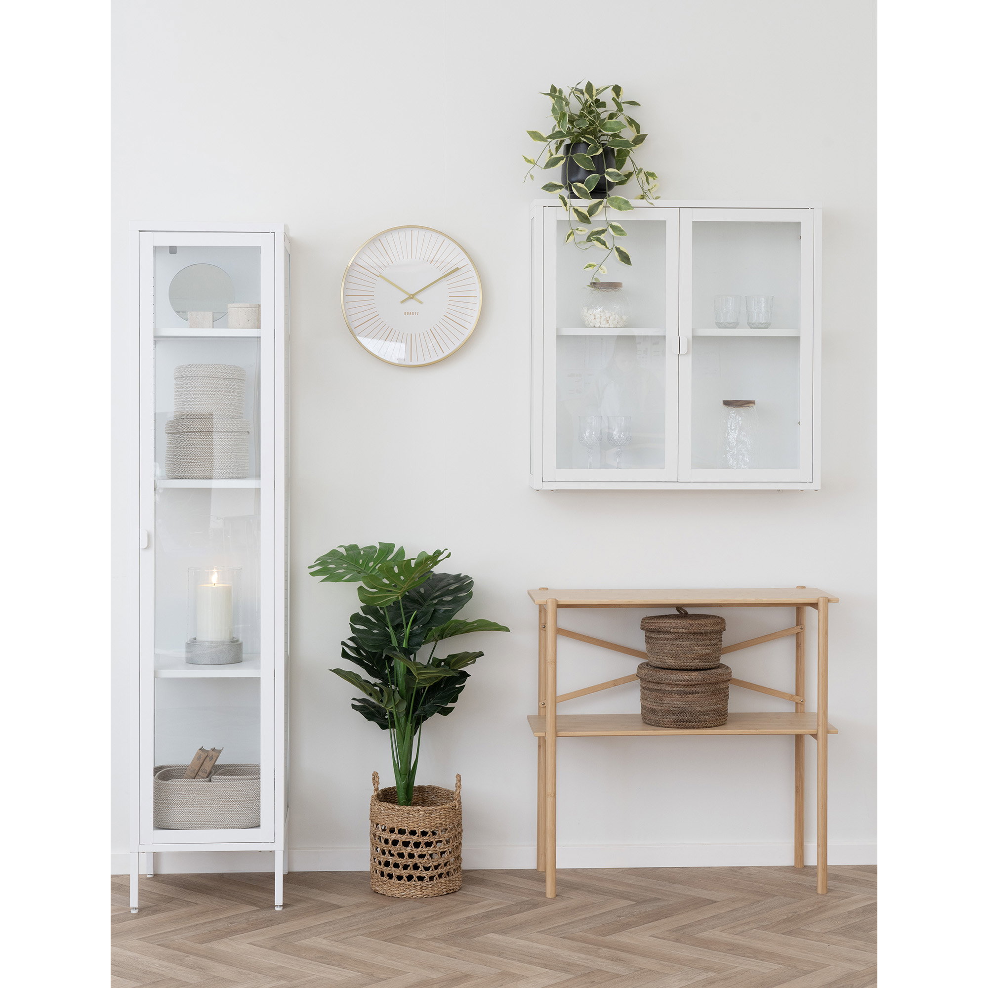 Brisbane Smalt Vitrineskab, 1 glaslåge, stål, hvid, 40x35x180 cm - Billede 5