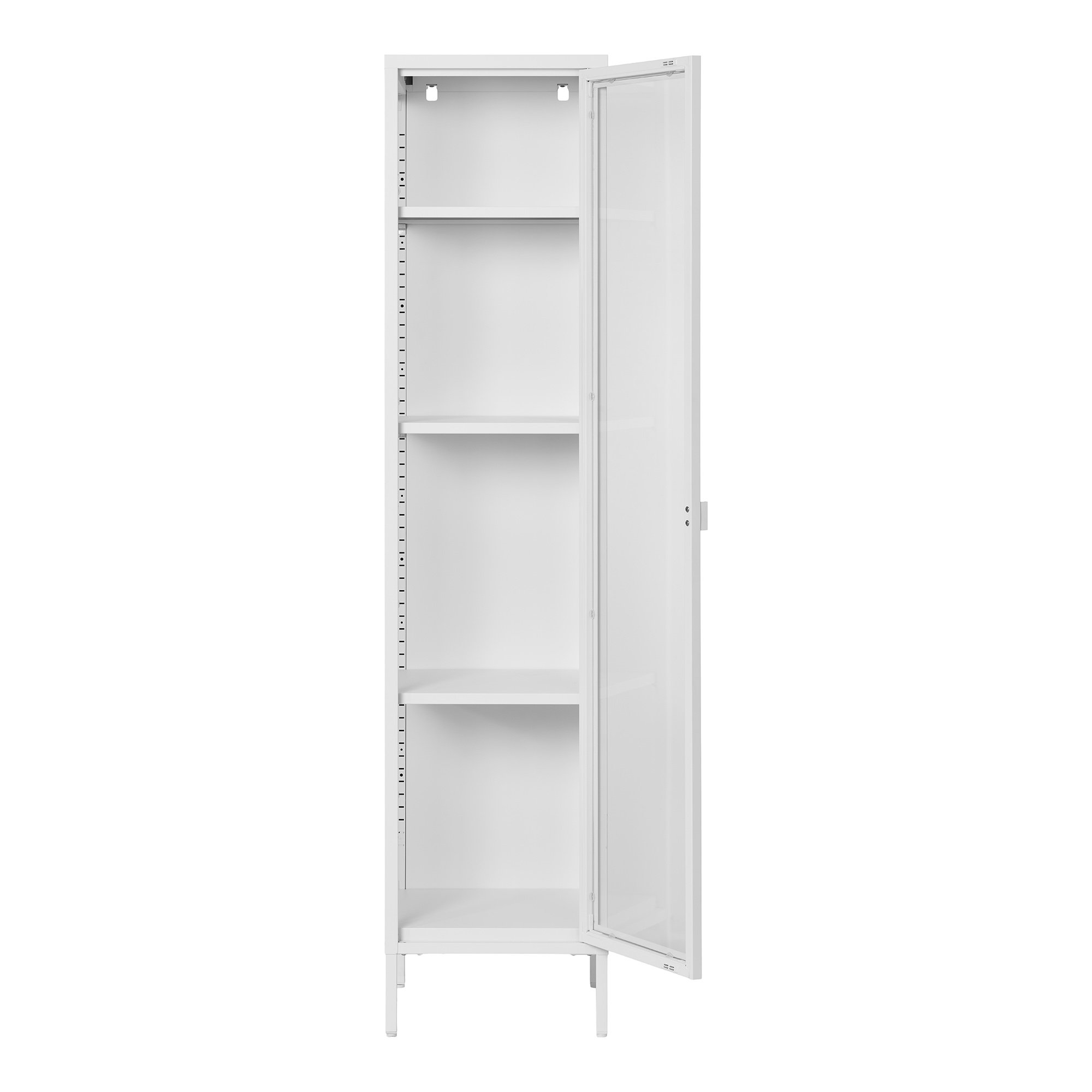 Brisbane Smalt Vitrineskab, 1 glaslåge, stål, hvid, 40x35x180 cm - Billede 3