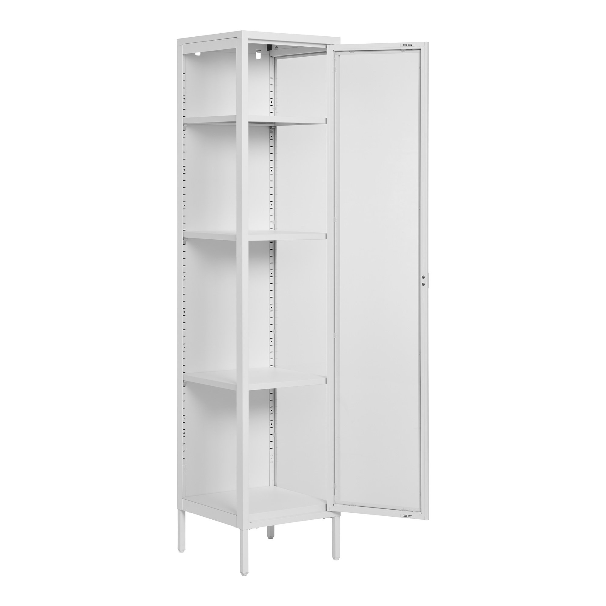 Brisbane Smalt Vitrineskab, 1 glaslåge, stål, hvid, 40x35x180 cm - Billede 4