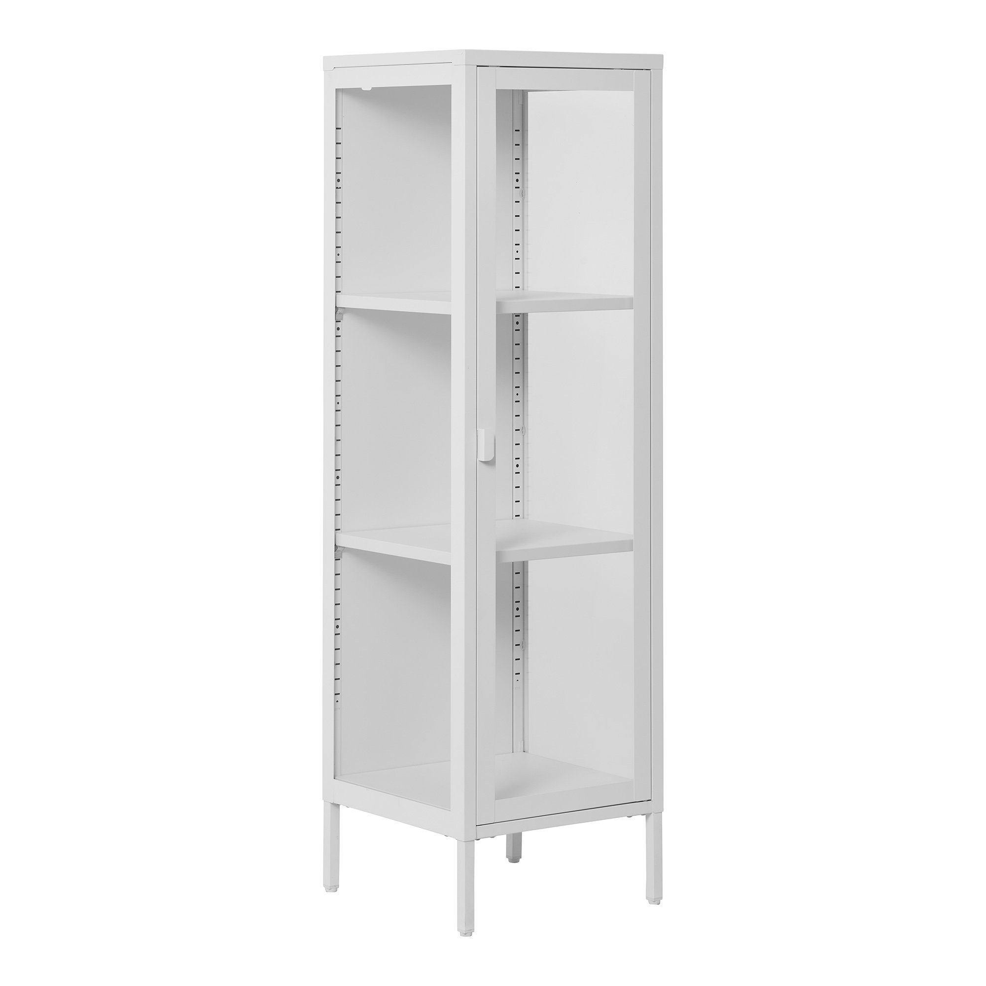 Brisbane Smalt Vitrineskab, 1 glaslåge, stål, hvid, 40x35x140 cm - Billede 2