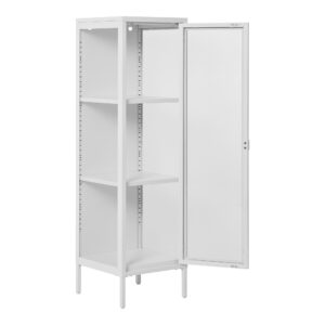 Brisbane Smalt Vitrineskab, 1 glaslåge, stål, hvid, 40x35x140 cm - Billede 4