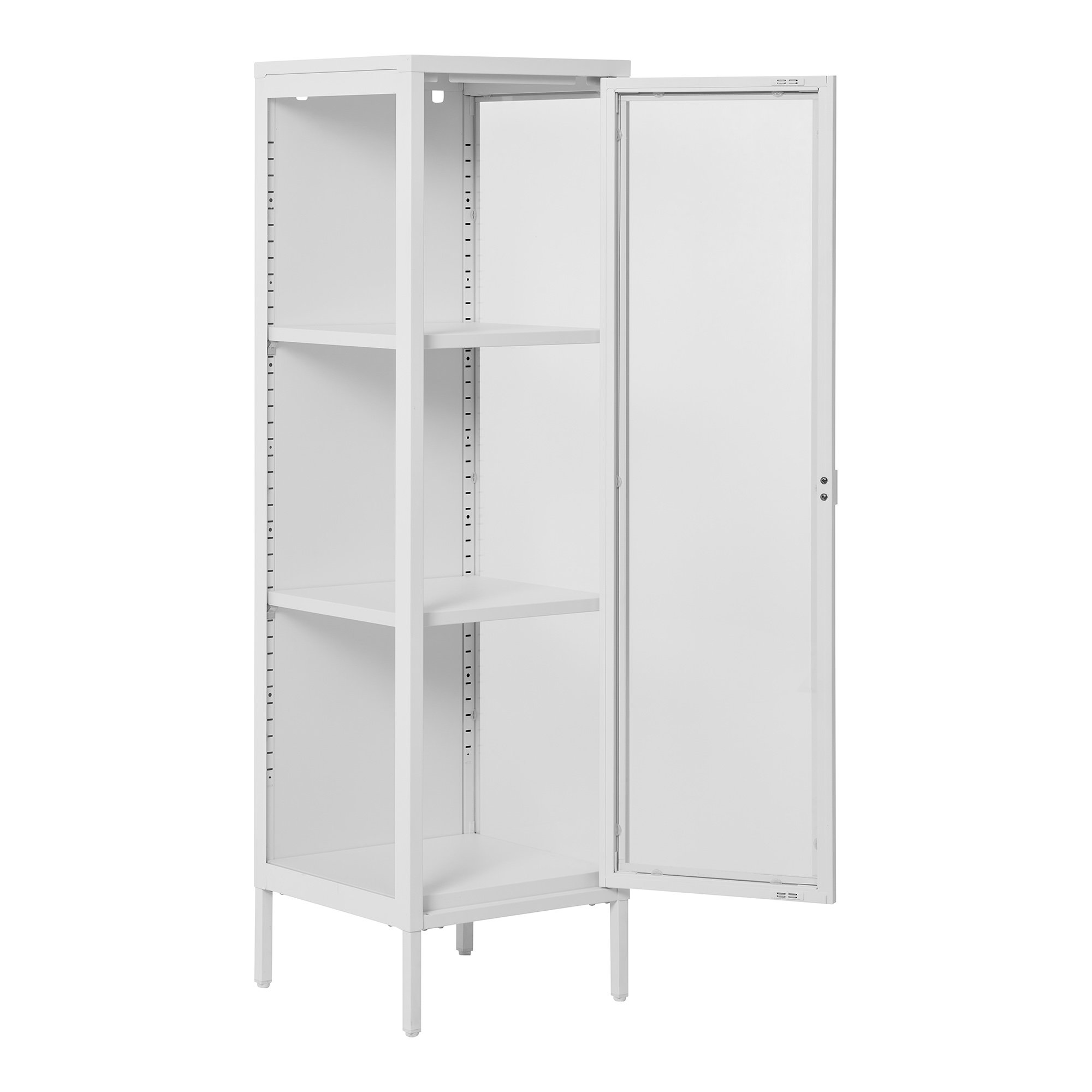 Brisbane Smalt Vitrineskab, 1 glaslåge, stål, hvid, 40x35x140 cm - Billede 4