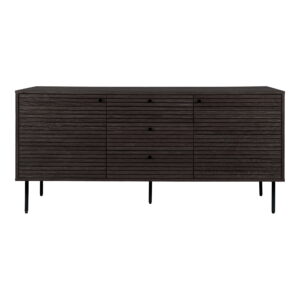 Kyoto Skænk, 3 skuffer, 2 låger, egefiner, smoked, sorte metalben, 150x40x74 cm