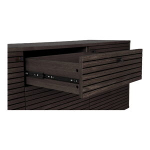 Kyoto Skænk, 3 skuffer, 2 låger, egefiner, smoked, sorte metalben, 150x40x74 cm - Billede 5