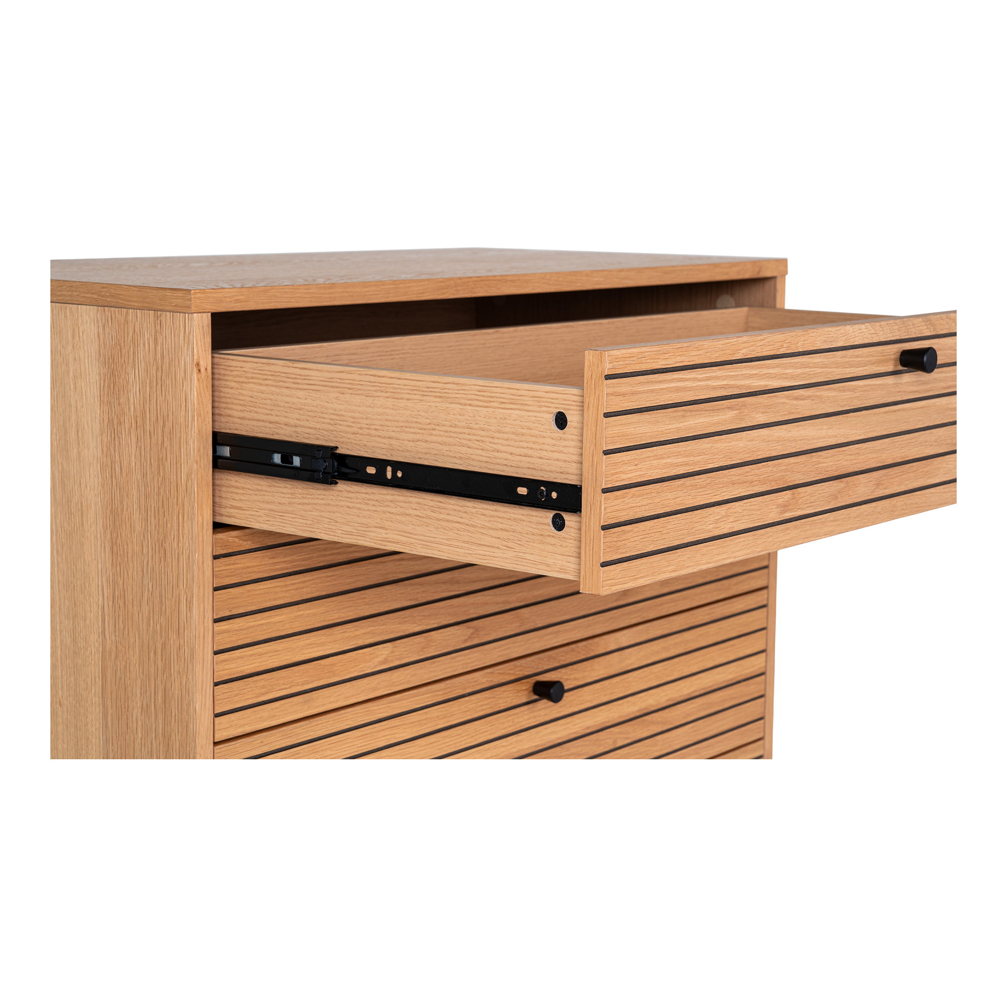 Kyoto Kommode, 4 skuffer, egefiner, natur, sorte metalben, 80x40x85 cm - Billede 5