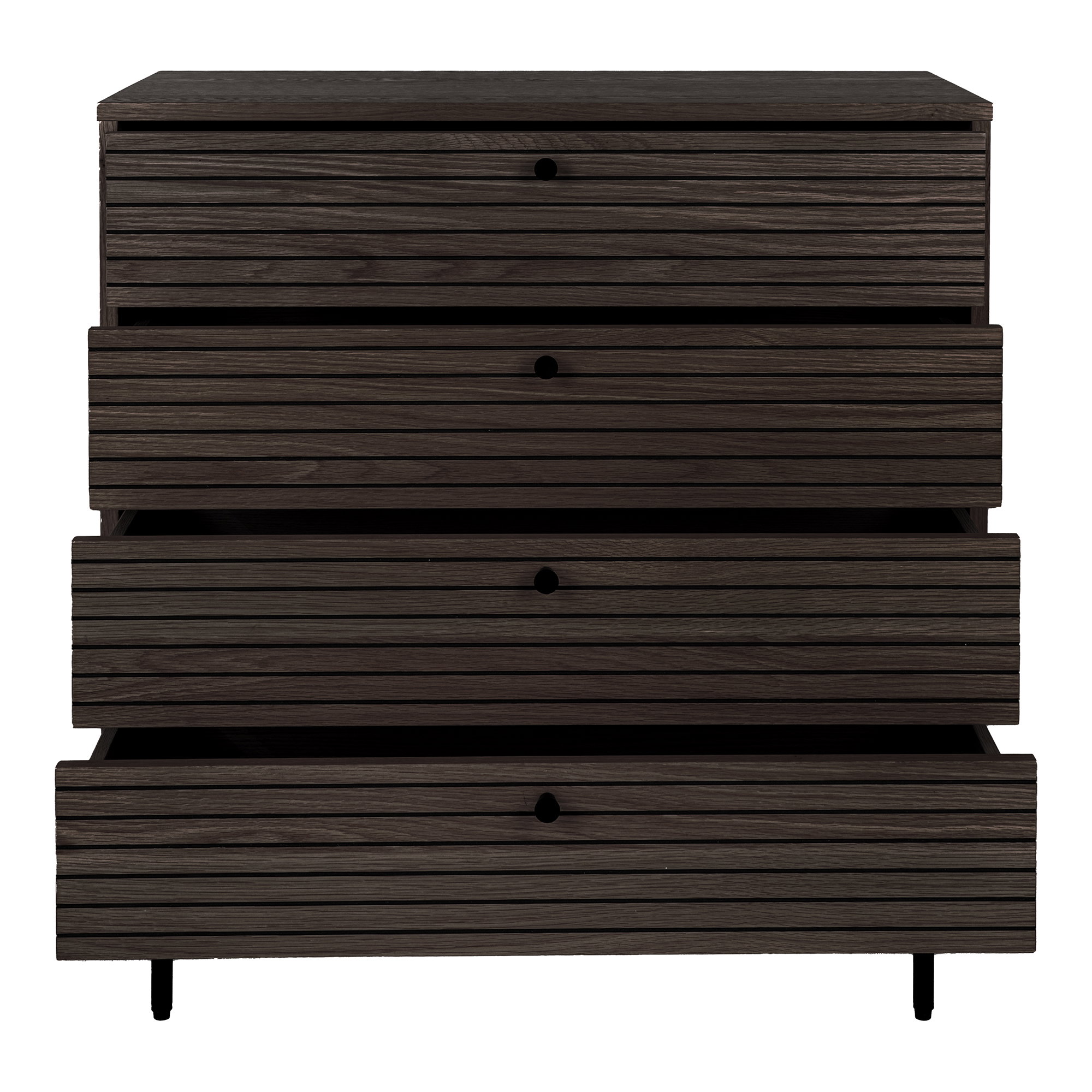 Kyoto Kommode, 4 skuffer, egefiner, smoked, sorte metalben, 80x40x85 cm - Billede 2