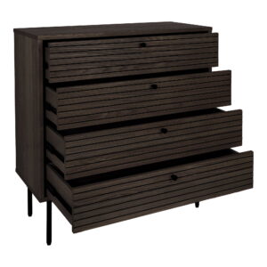 Kyoto Kommode, 4 skuffer, egefiner, smoked, sorte metalben, 80x40x85 cm - Billede 4
