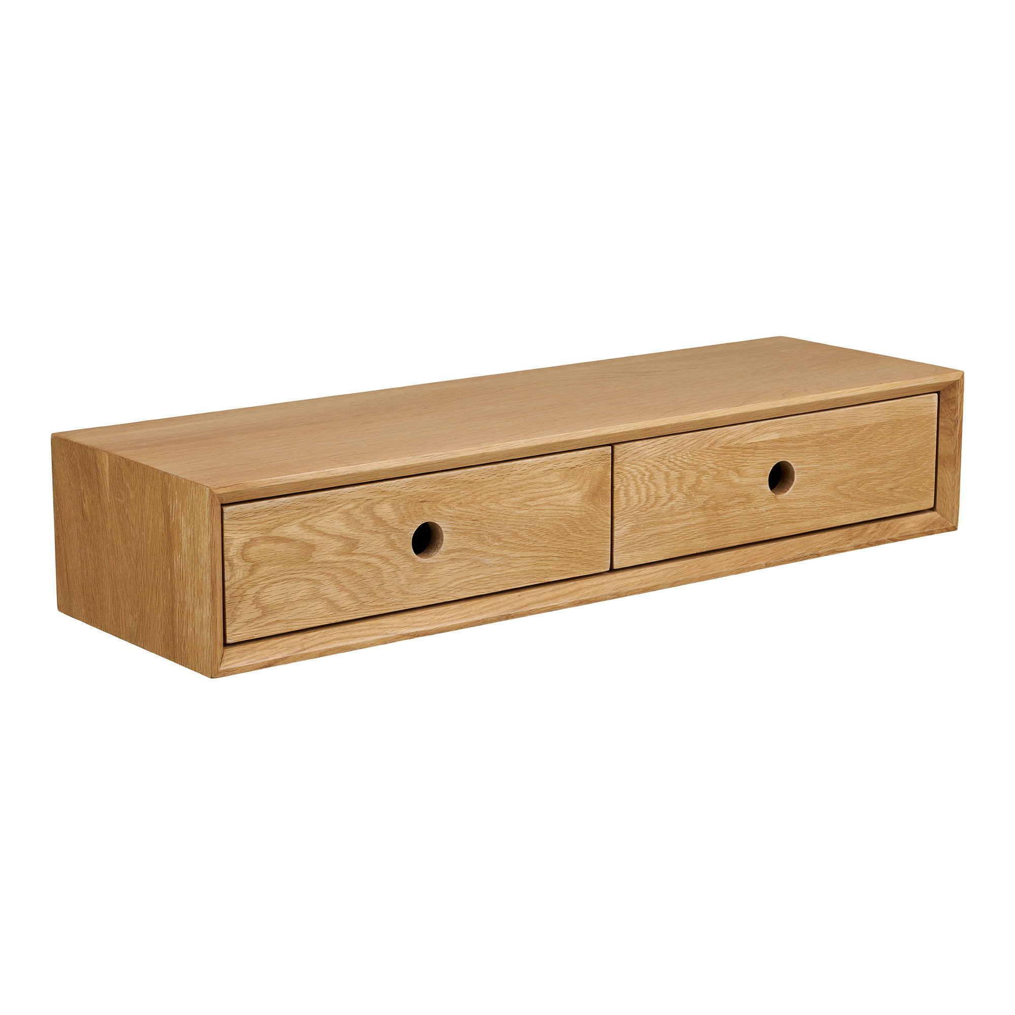 Luzern Væghængt kommode, 2 skuffer, lakeret eg, 80x25x15 cm - Billede 2
