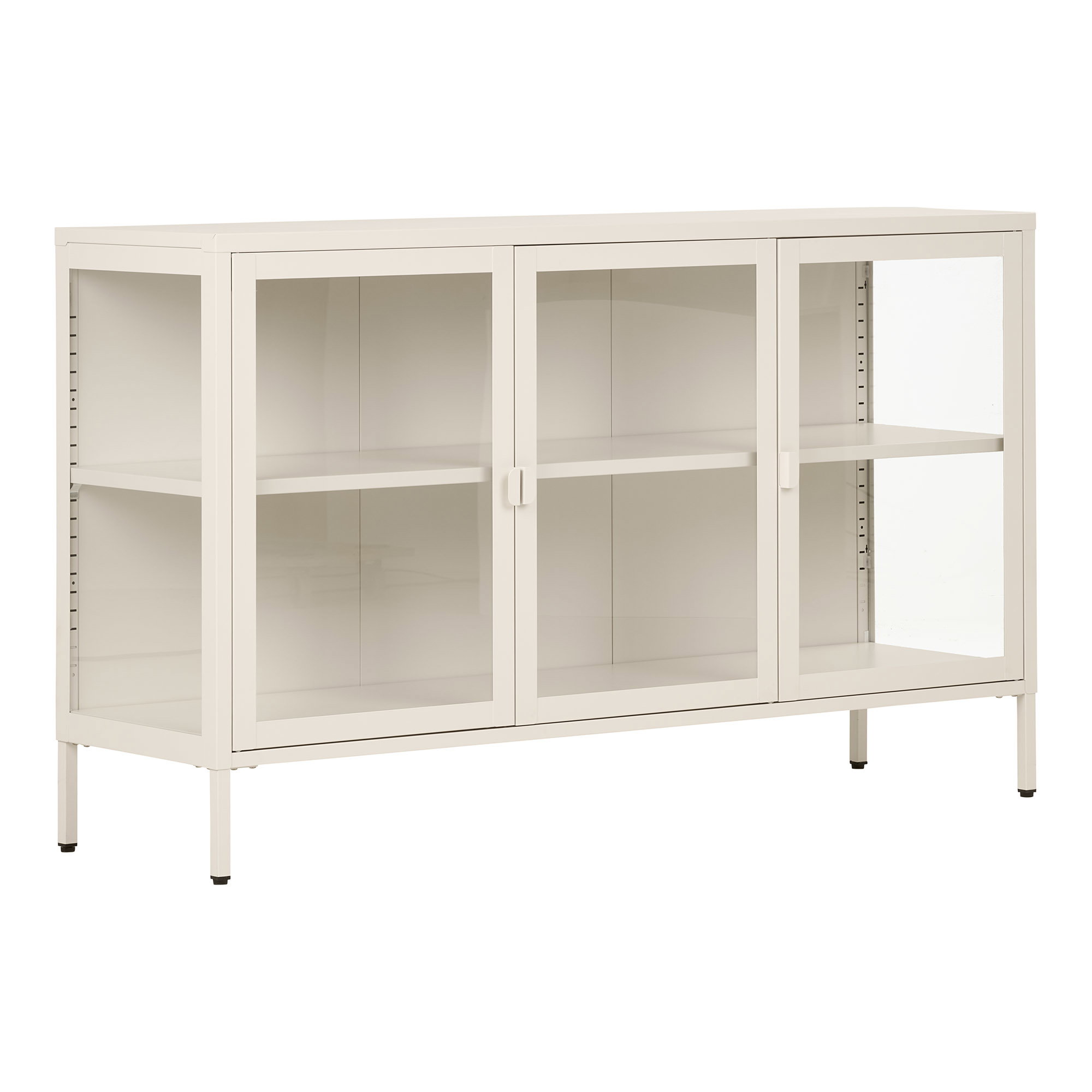Brisbane Skænk, 3 glaslåger, stål, off white, 140x40x85 cm - Billede 2