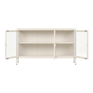Brisbane Skænk, 3 glaslåger, stål, off white, 140x40x85 cm - Billede 3