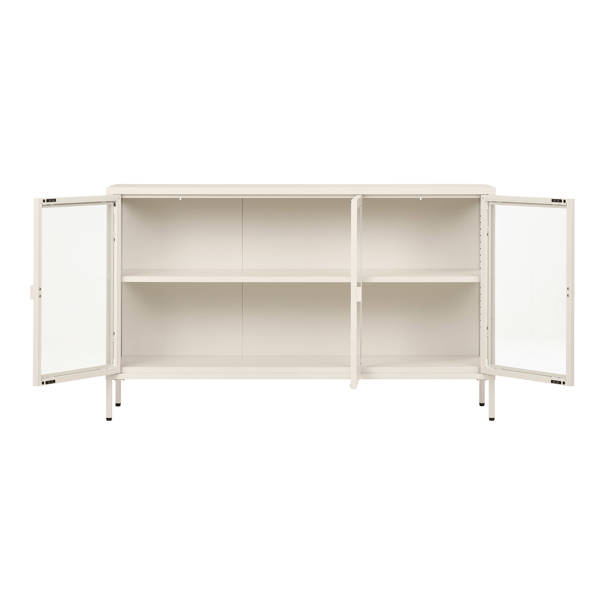 Brisbane Skænk, 3 glaslåger, stål, off white, 140x40x85 cm - Billede 3