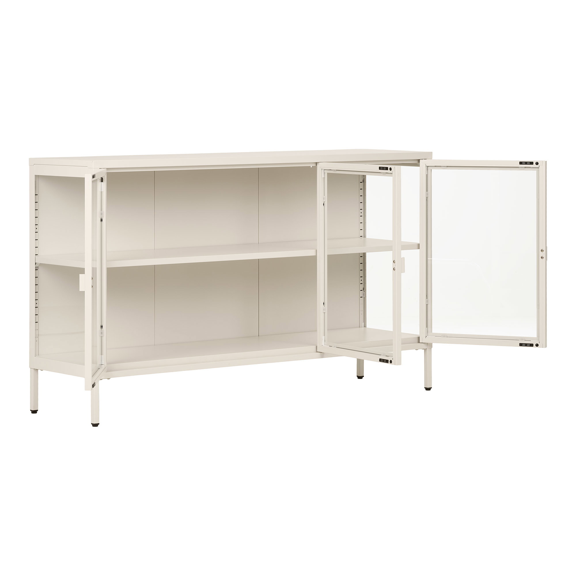 Brisbane Skænk, 3 glaslåger, stål, off white, 140x40x85 cm - Billede 4