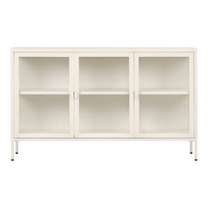 Brisbane Skænk, 3 glaslåger, stål, off white, 140x40x85 cm