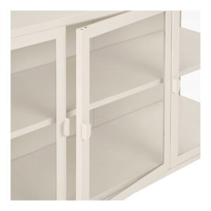 Brisbane Skænk, 3 glaslåger, stål, off white, 140x40x85 cm - Billede 5