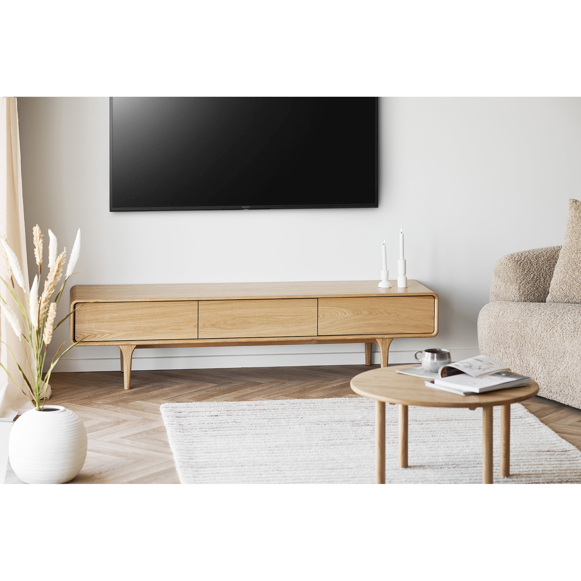 Darwin TV-bænk, egetræ, natur, 180x45x45 cm - Billede 9