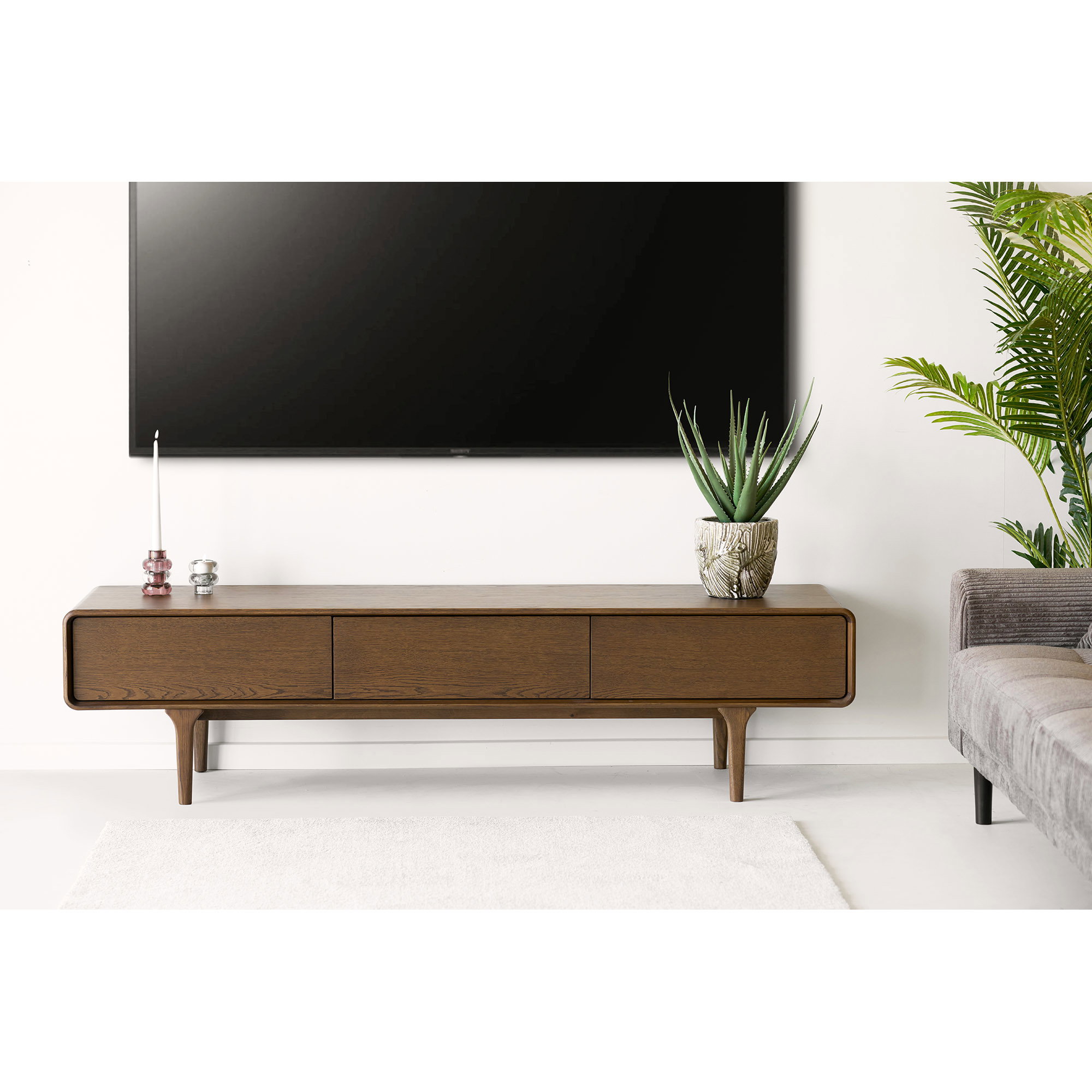 Darwin TV-bænk, egetræ, mørkebrun, 180x45x45 cm - Billede 9