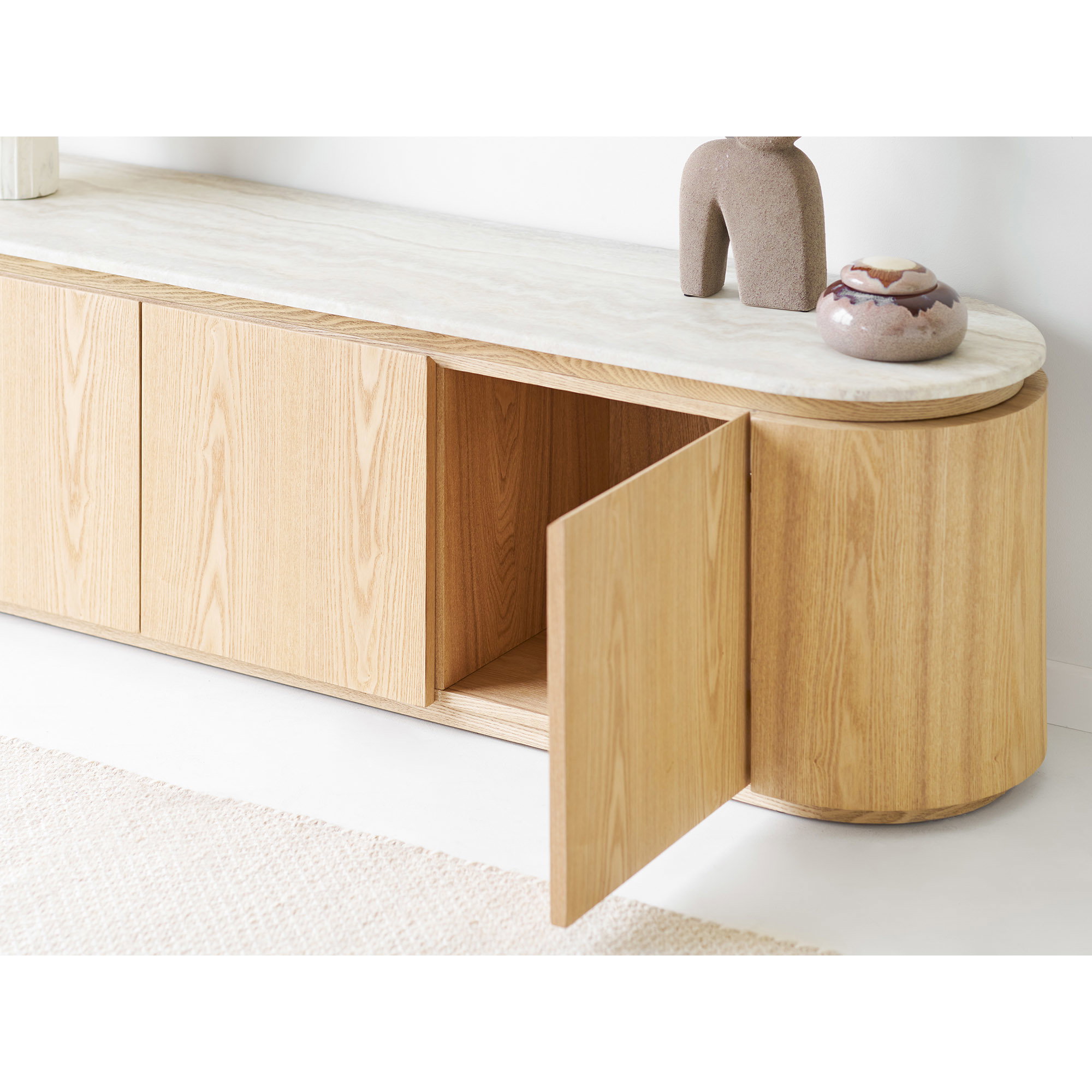 Larvik TV-bænk, granit/ask finer, natur/off white, 160x40x45 cm - Billede 10