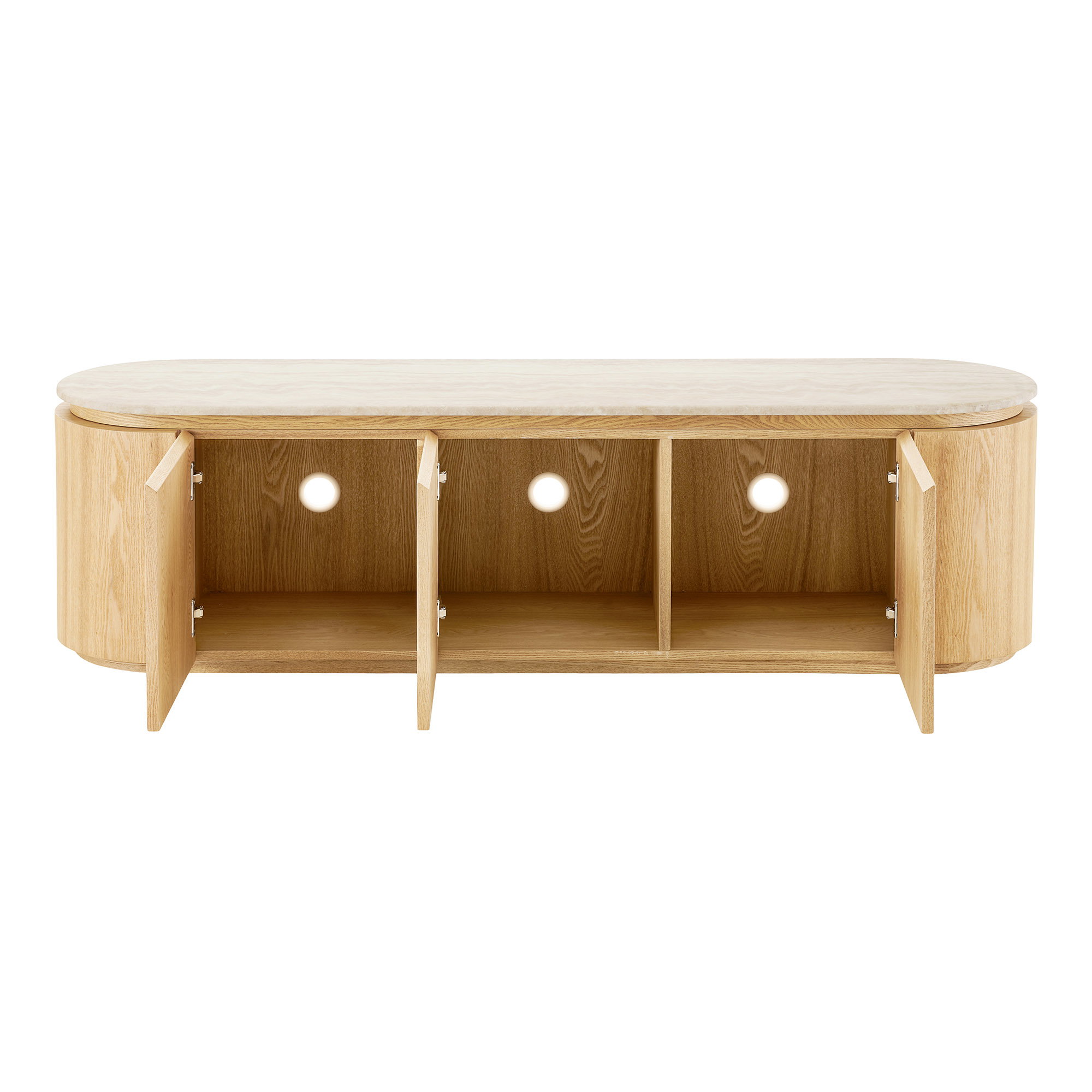 Larvik TV-bænk, granit/ask finer, natur/off white, 160x40x45 cm - Billede 3
