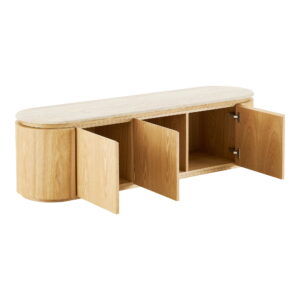Larvik TV-bænk, granit/ask finer, natur/off white, 160x40x45 cm - Billede 4