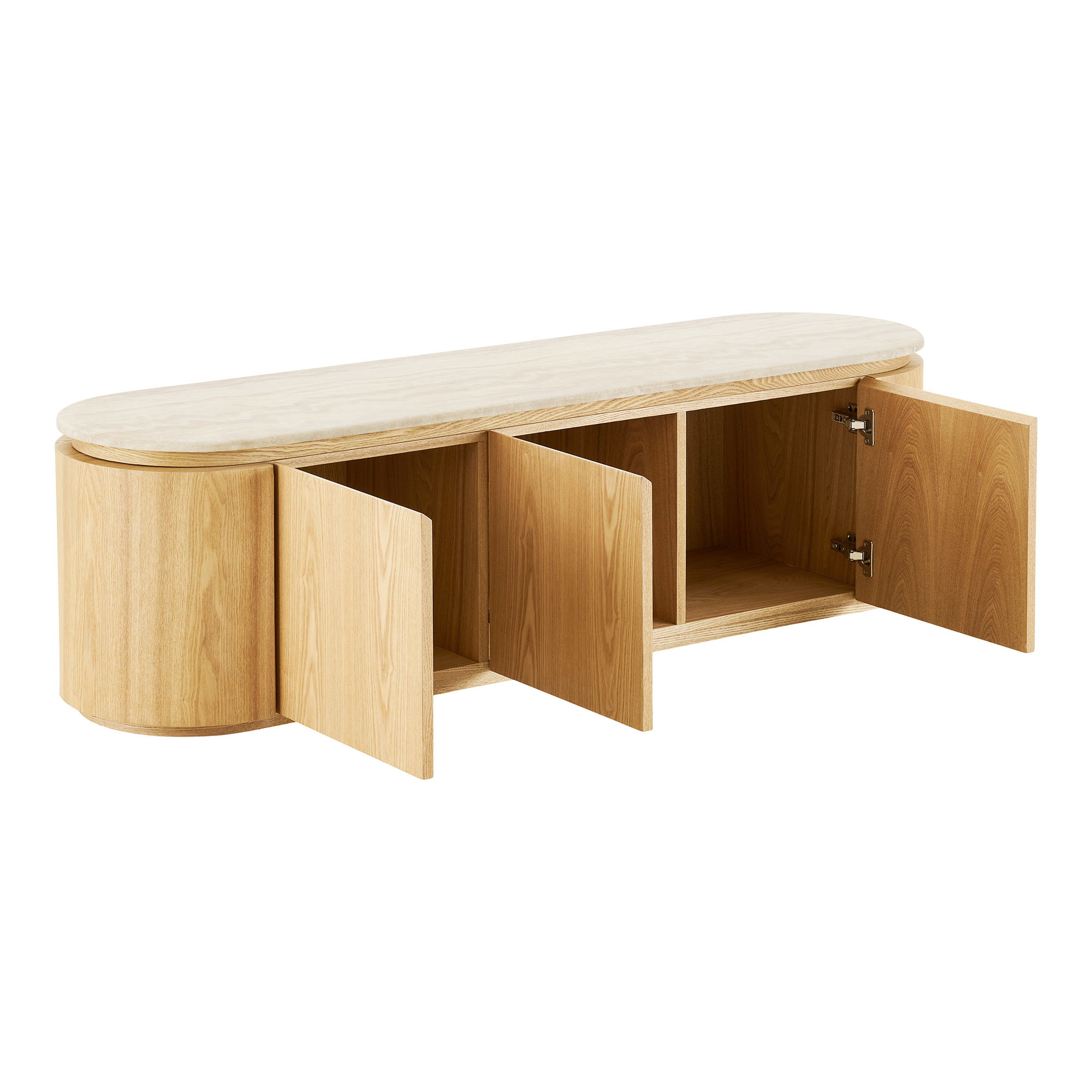 Larvik TV-bænk, granit/ask finer, natur/off white, 160x40x45 cm - Billede 4