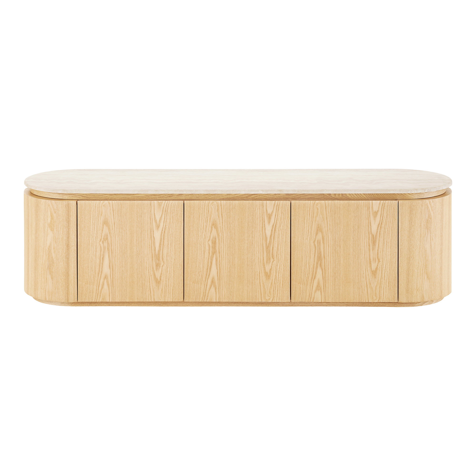Larvik TV-bænk, granit/ask finer, natur/off white, 160x40x45 cm