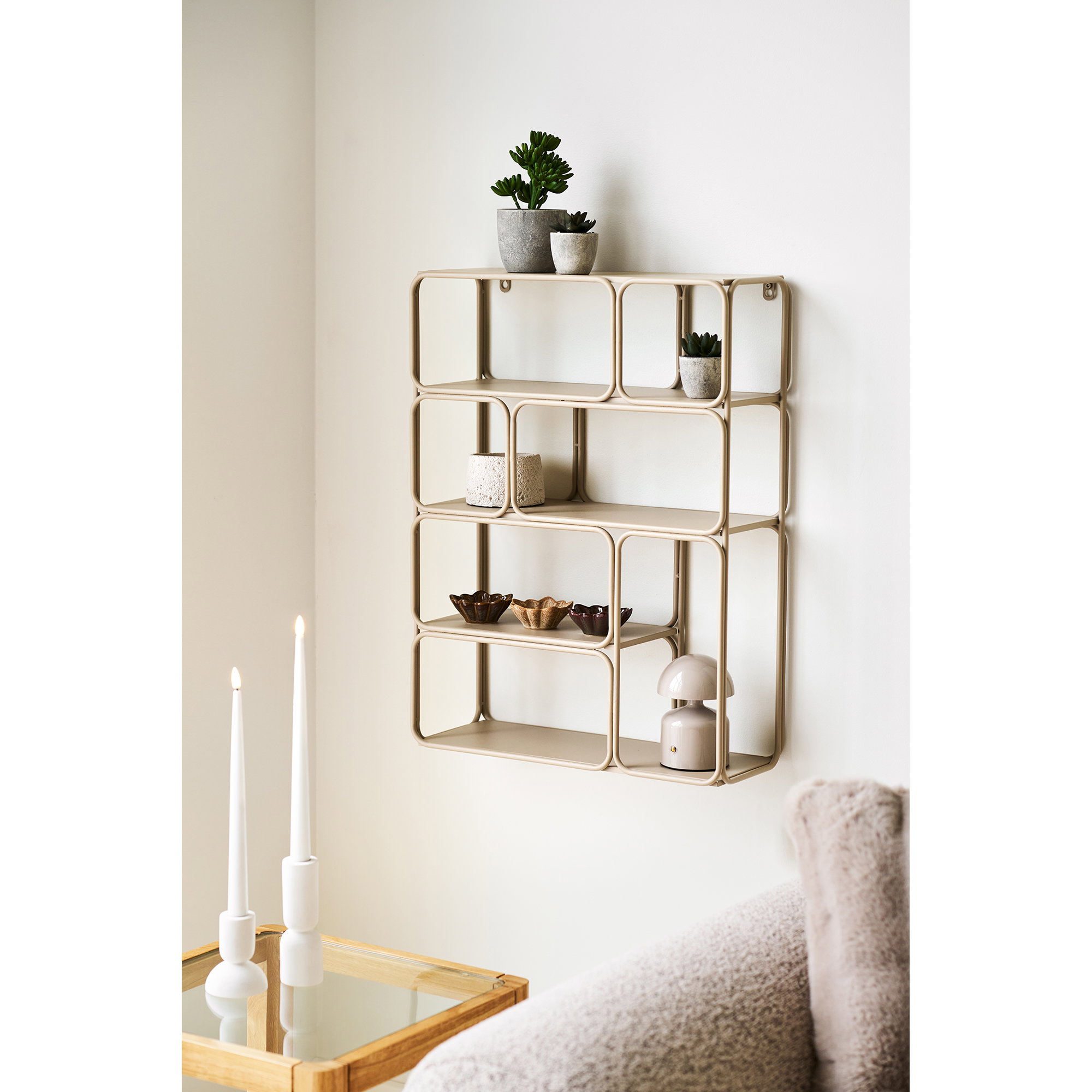 Lanciano Vægreol, metal, beige, 48x18x64 cm - Billede 4