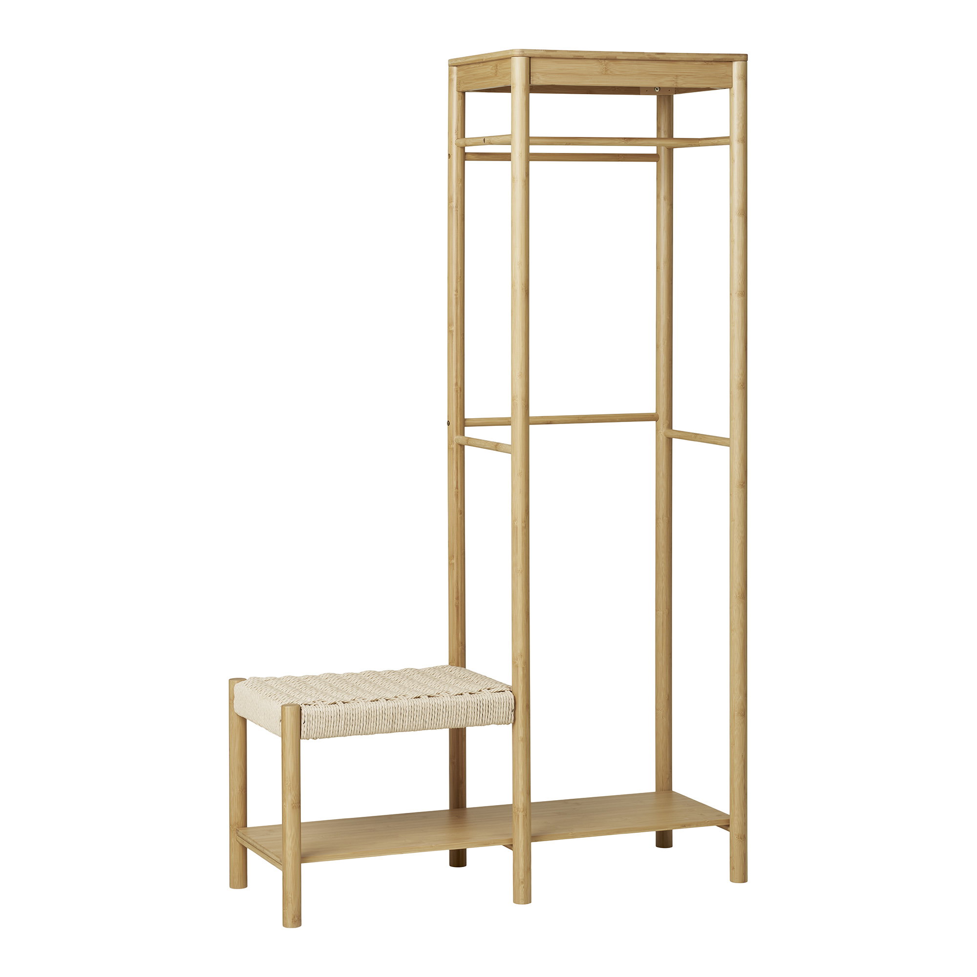 Ember Tøjstativ med naturflet bænk, bambus, natur, 36x95x165 cm - Billede 2