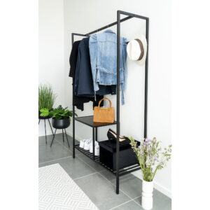 Vita Garderobe, 2 hylder, sort, sort stel, 101x38x170 cm - Billede 5