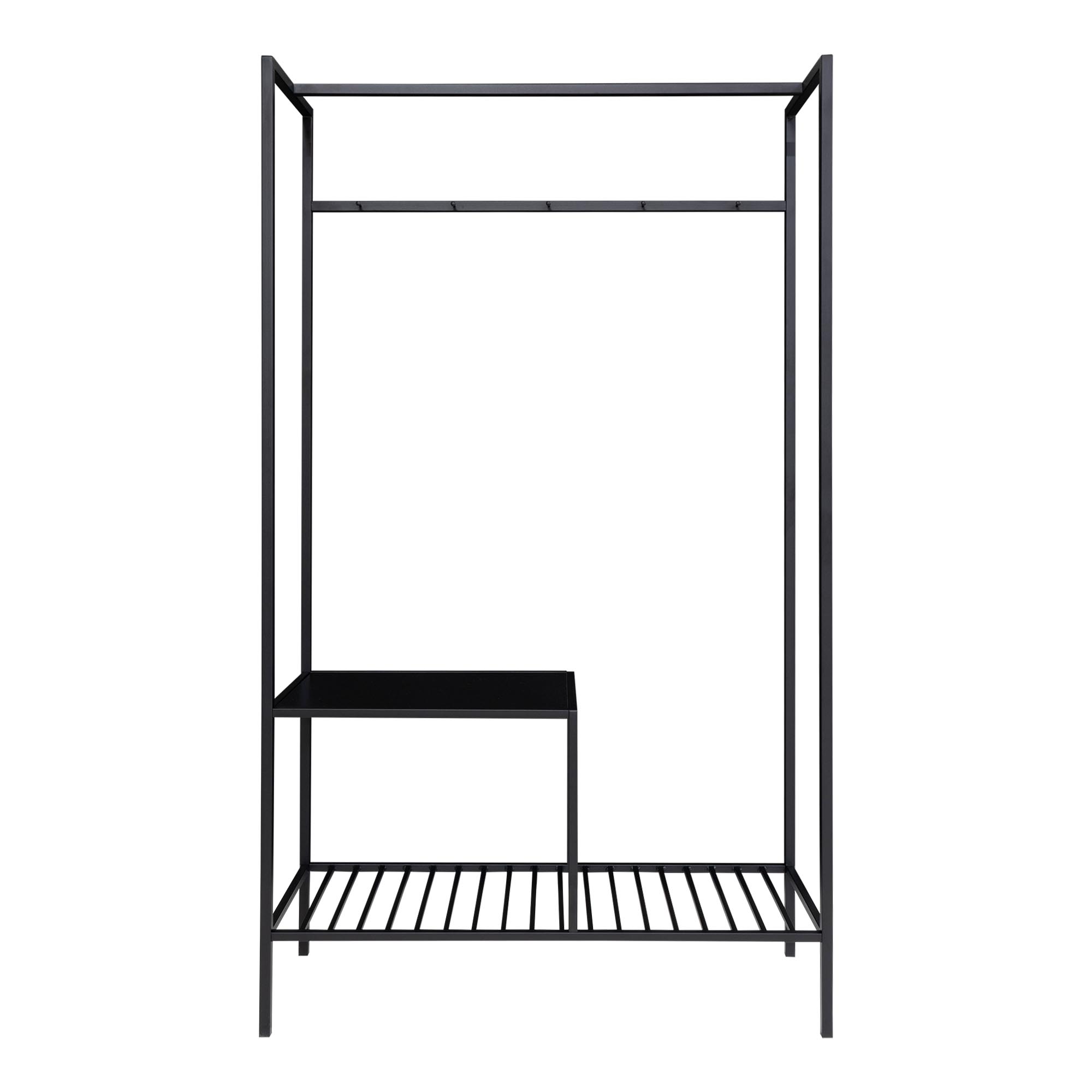 Vita Garderobe, 2 hylder, sort, sort stel, 101x38x170 cm - Billede 3
